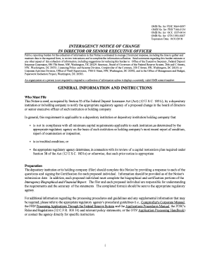 Interagency Notice of Change in Director  Form