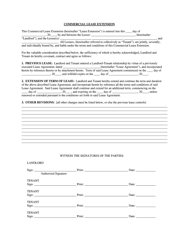 Commercial Lease Extension  Form