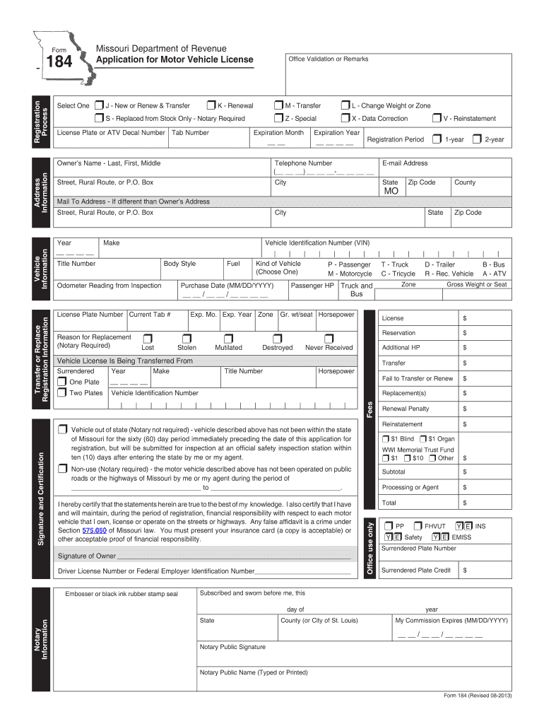  Form 184 2013