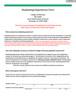 Pharmacy Shadowing  Form