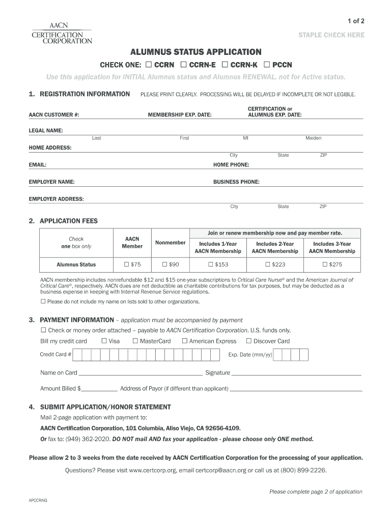 Get and Sign Ccrn Alumnus 2014-2022 Form