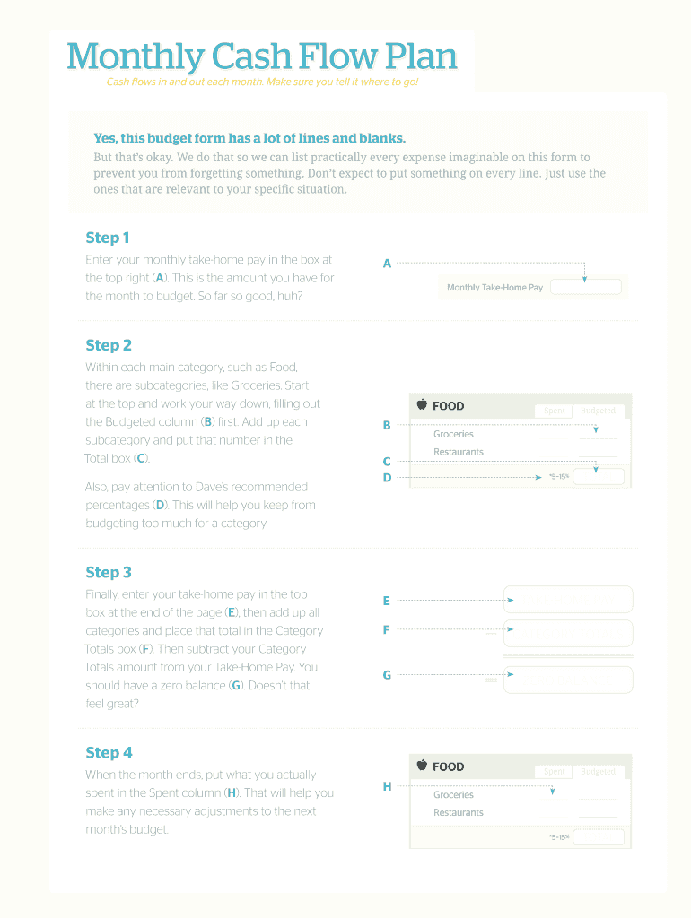 Monthly Cash Flow Plan  Form