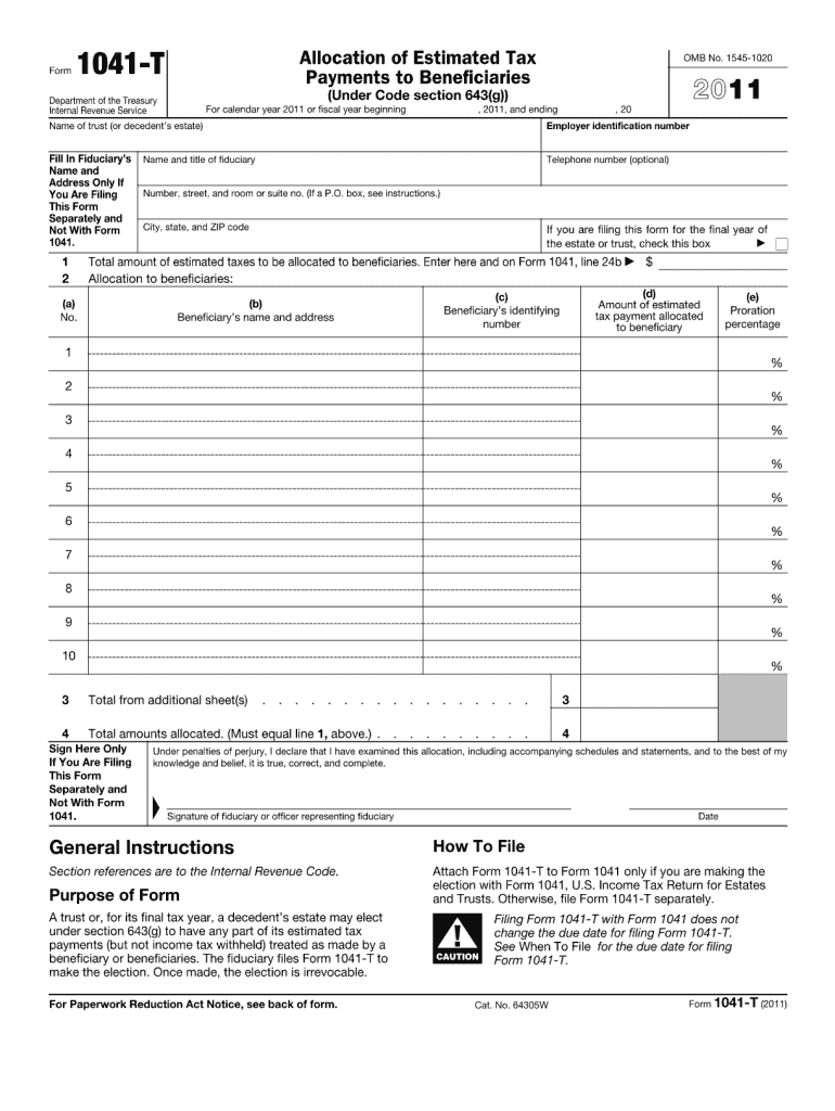 Irs Form 1041t