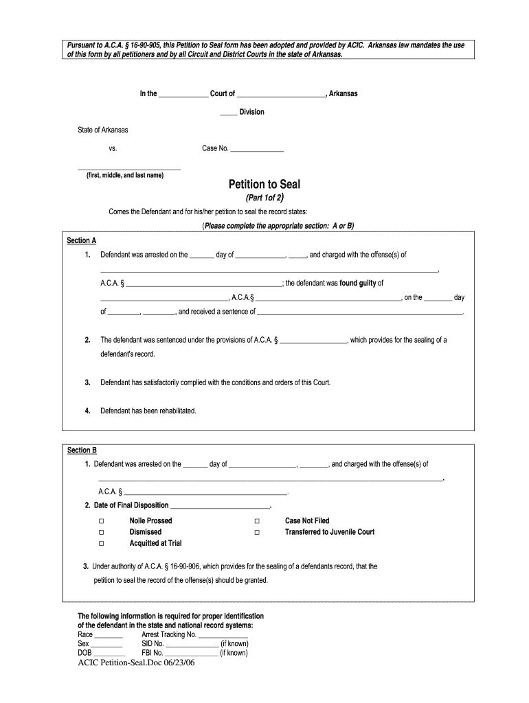 Arkansas Expungement Forms