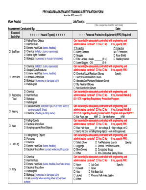 PPE HAZARD ASSESSMENTTRAINING CERTIFICATION FORM Cbc Arizona