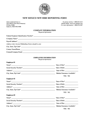 New Mexico New Hire Reporting Form