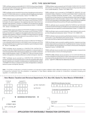 Nontaxable Transaction Certificate  Form