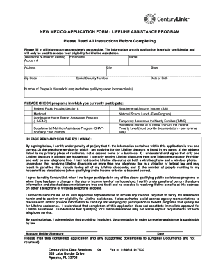 Nm Century Link Help Application Form
