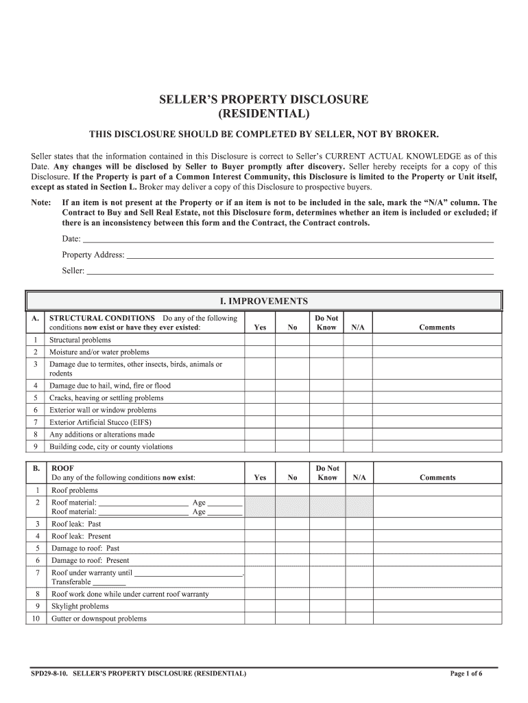 Disclosure Statement Real Estate  Form