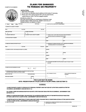 Get and Sign County of Los Angeles Claim Form 2006