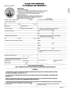  County of Los Angeles Claim Form 2006