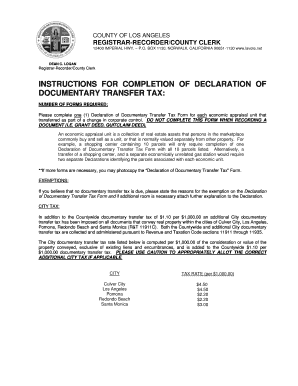 Document Transfer Tax Affidavit Los Angeles County  Form
