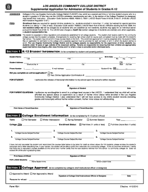  Form Ys 1 Los Angeles Community College District 2010