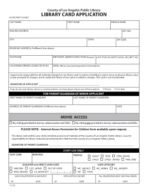 Library Card Application Form PDF