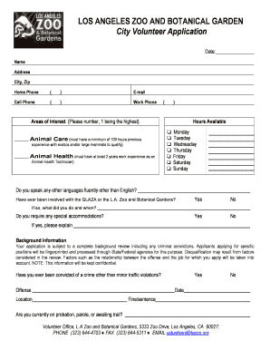 Volunteer Application Form Zoo La