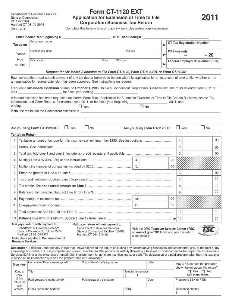 Form Ct 1120 Ext