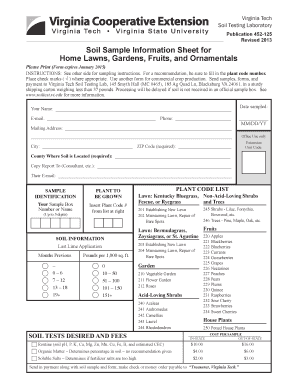 Vt Fillable Soil Sample Sheet Form