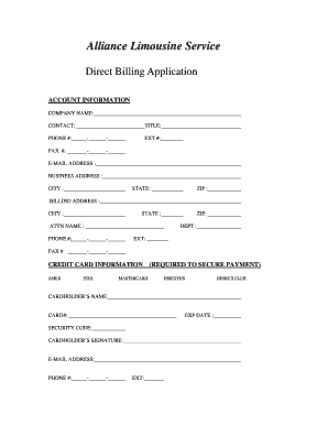 Direct Billing Form