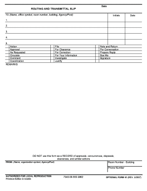  ROUTING and TRANSMITTAL SLIP Nih Forms Forms Nih 2007