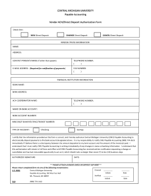 Contractor Ach Deposit Authroization Form