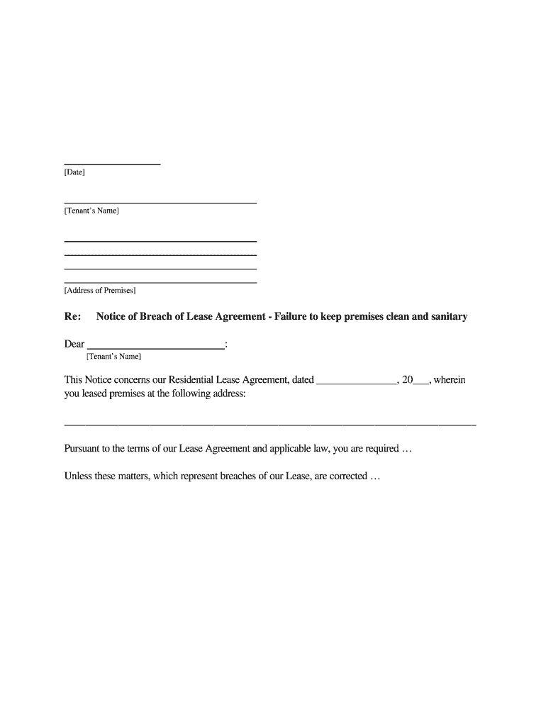 Notice to Tenant to Clean Property PDF  Form