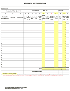 Approved Instant Ticket Tracker Ledger Form