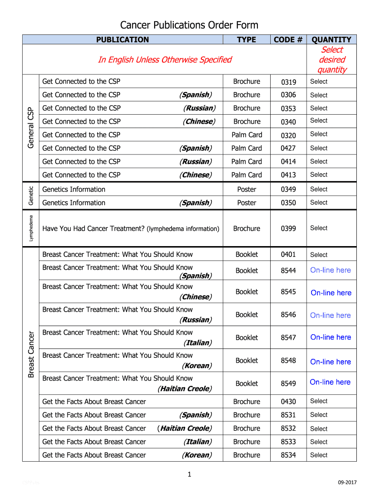 Cancer Publications Order Form  New York State Department of    Health Ny