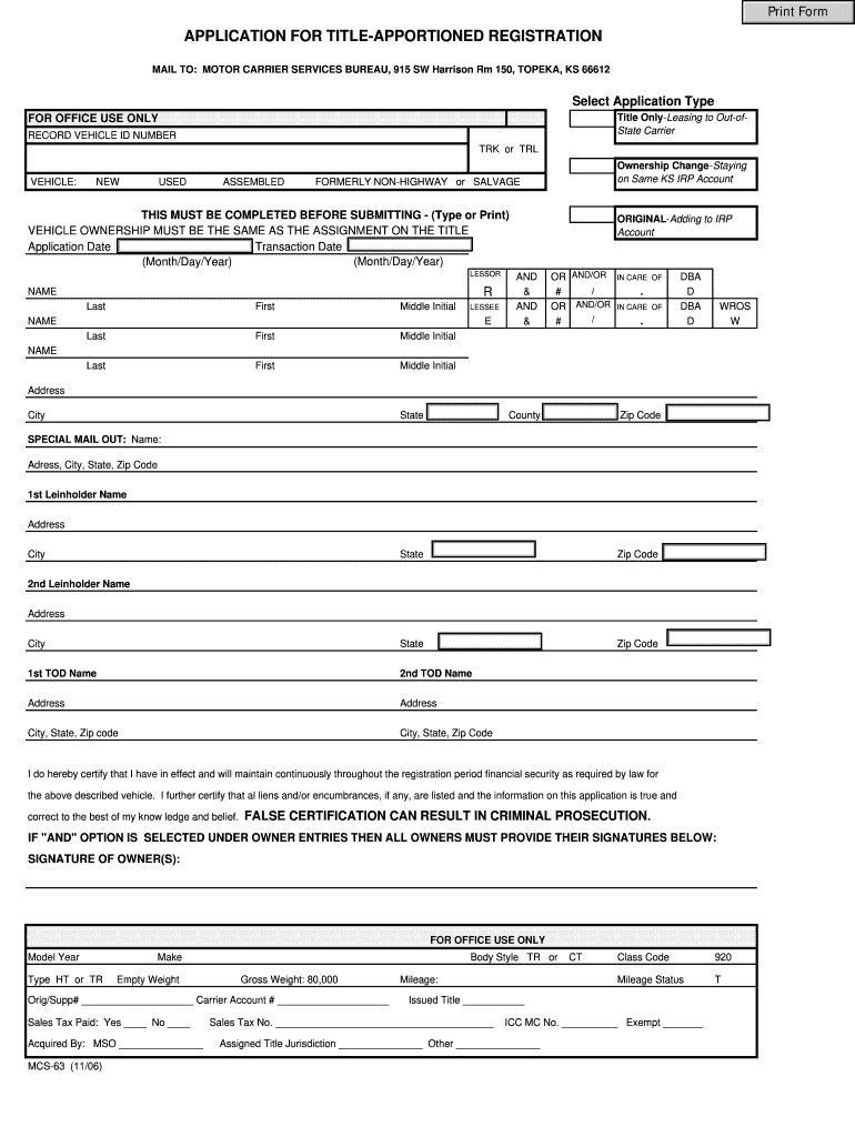 Form 63 Fmcsa