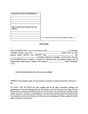 Maryland Gift Deed One Individual to Two Individuals as Joint Tenants  Form