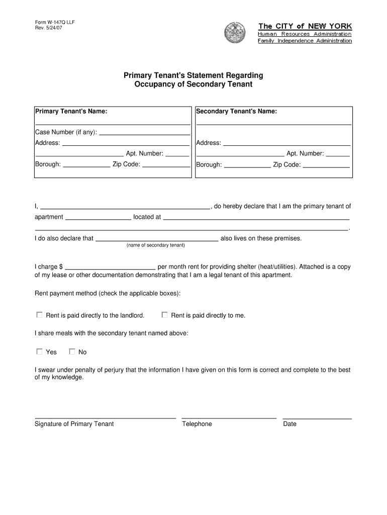  Hra Rent Form for Nyc 2012