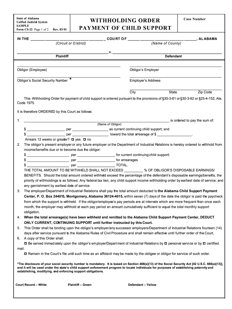 Child Support Papers Form