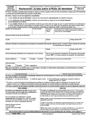 Printable Irs Form 14039 Identity