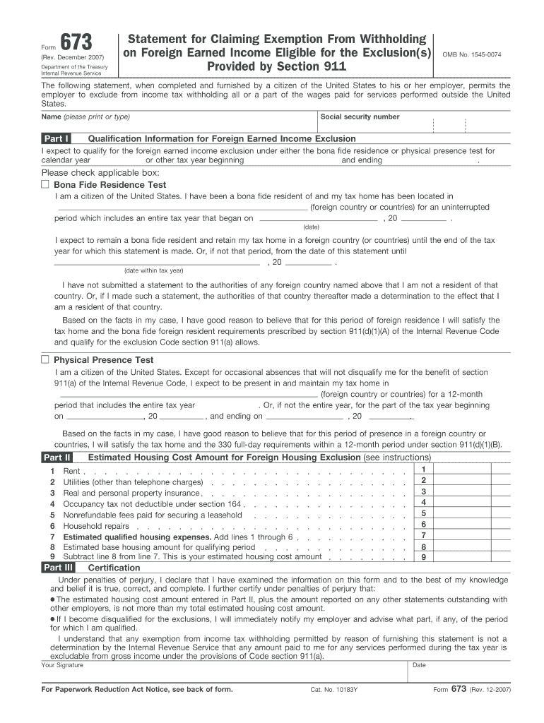  Fillable Form 673 2007-2024