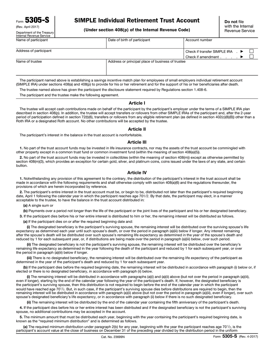 2021 5305-S form