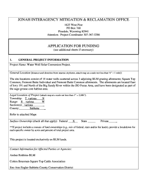 Project Name Water Well Solar Conversion Project Blm  Form