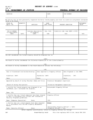 Form BP A111 044, Report of Survey