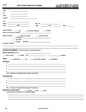 Mortality Review Template  Form