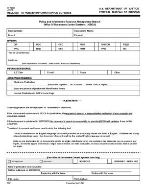 Form BP A646 012, Request to Publish Information on BODOCS