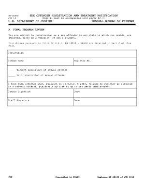 Sex Offender Registration and Treatment Notification Us Department of  Form