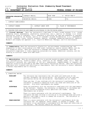 Form BP A0760,Contractor Evaluation Form Community Based Treatment Providers