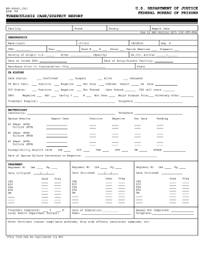 Form BP A665 061, Tuberculosis CaseSuspect Report