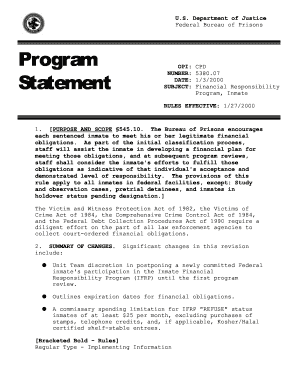 Program Statement 5380 07, Financial Responsibility Program, Inmate Bop  Form
