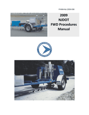 NJDOT FWD Procedures Manual National Transportation Ntl Bts  Form