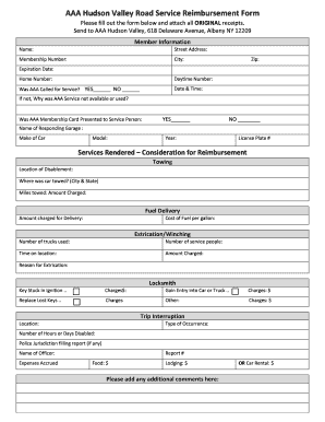 Printable Aaa Reimbursement Form