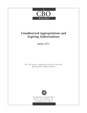 Unauthorized Appropriations and Expiring Authorizations Appropriations Subcommittee Cbo  Form