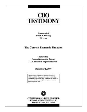 Testimony on the Current Economic Situation Cbo  Form