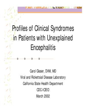 Clusters of Clinical Syndromes in Patients with Unexplained Encephalitis Ftp Cdc  Form