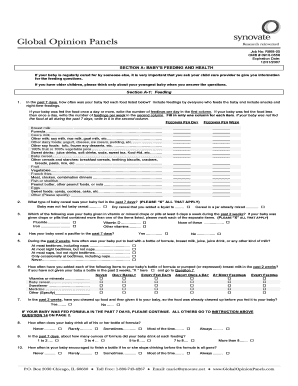 Job No R868 05 OMB # 0910 0558 Expiration Date 1231 SECTION a BABY S FEEDING and HEALTH If Your Baby is Regularly Cared for by S  Form