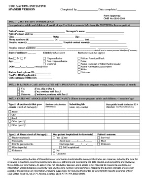 BOX 1 CASE PATIENT INFORMATION Cdc