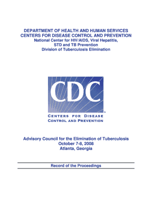 Advisory Council for the Elimination of Tuberculosis Cdc  Form